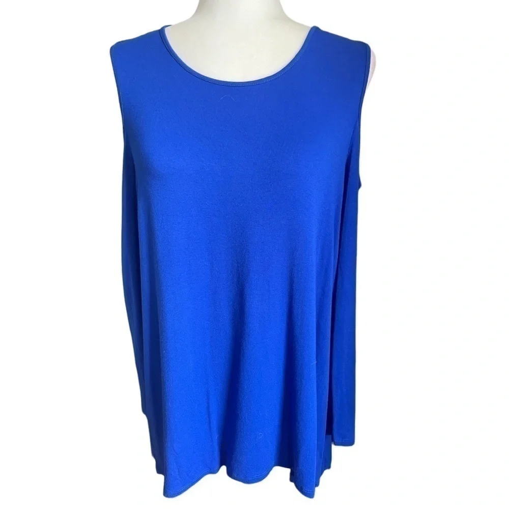 VINCE Camuto Long Sleeve Cold Shoulder Blouse Blue M - Picture 1 of 5